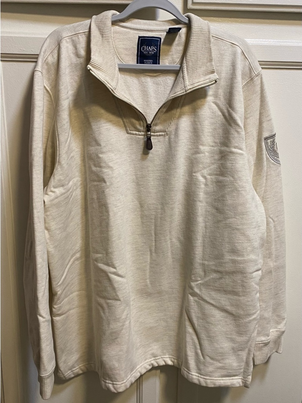 Chaps Cream Knit Quarter-Zip Sweater